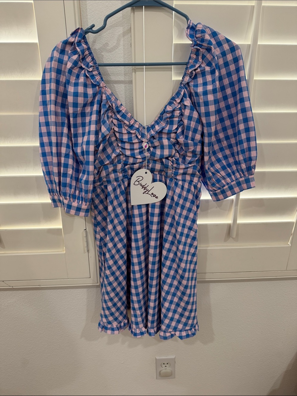 Buddy Love Blue & Pink Gingham Puff-Sleeve Dress